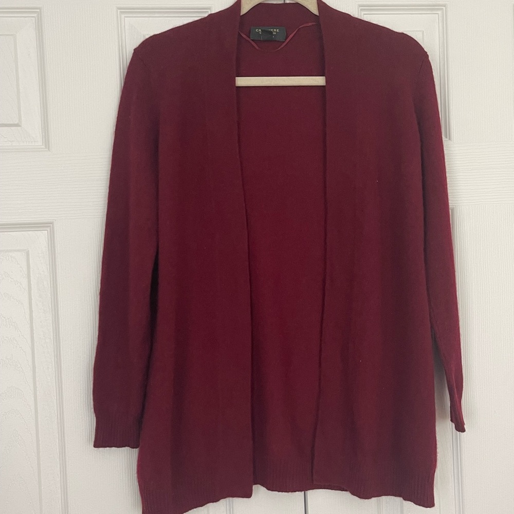 Charter Club Cashmere cardigan burgundy color.